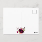 80e verjaardag van de burgundy floral gold uitnodi briefkaart (Achterkant)