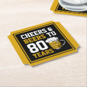80e verjaardag van de Cheers & Beers tot 80 jaar Kartonnen Onderzetters (Gekanteld)