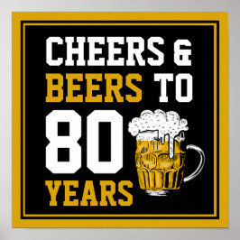 80e verjaardag van de Cheers & Beers tot 80 jaar Poster