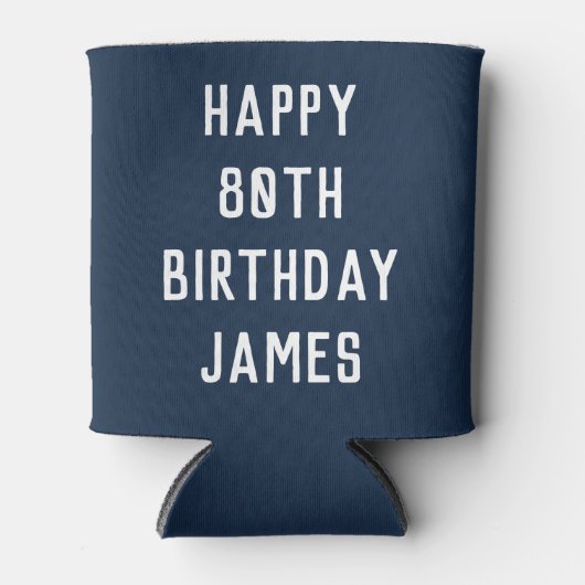 80e verjaardag van de Elegant Navy Blue Dad Stylis Blikjeskoeler (Voorkant)