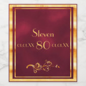 80e verjaardag van de elegante bogundy en goud wijn etiket (Enkel label)