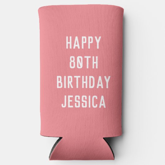 80e verjaardag van de elegante roze, stijlvolle kl seltzer blikjeskoeler (Voorkant)