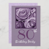 80e verjaardag van de legante Lila Paarse Rozen V0 Kaart (Voorkant / Achterkant)