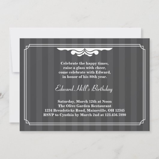 80e verjaardag van de legante uitnodiging (Voorkant)
