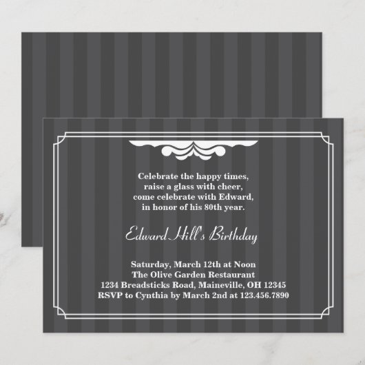80e verjaardag van de legante uitnodiging (Voorkant / Achterkant)