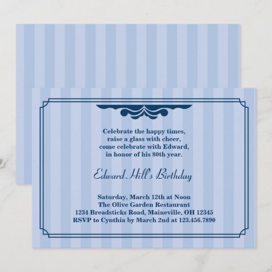 80e verjaardag van de legante uitnodiging (Voorkant / Achterkant)