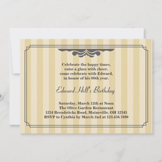 80e verjaardag van de legante uitnodiging (Voorkant)