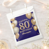 80e verjaardag van de marineblauw en goudballonnen bedankzakje (Geknipt)