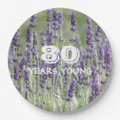 80e verjaardag van de milestone Lavender Floral Papieren Bordje (Voorkant)