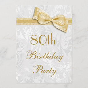 80e verjaardag van de partij Damask en Faux Bow Kaart