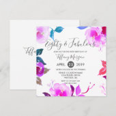 80e verjaardag van de roze Floral en Fabulous Kaart (Voorkant / Achterkant)