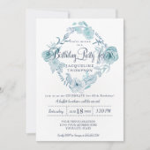 80e verjaardag van de Stusty Blue Waterverf Floral Kaart (Voorkant)