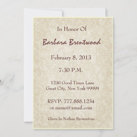 80e verjaardag van de uitnodiging tot goudbloem (Achterkant)