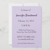 80e verjaardag van de uitnodiging tot Lila Paarse  (Achterkant)