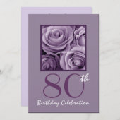 80e verjaardag van de uitnodiging tot Lila Paarse  (Voorkant / Achterkant)