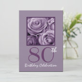 80e verjaardag van de uitnodiging tot Lila Paarse  (Staand voorkant)