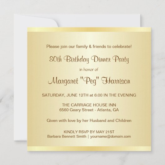 80e verjaardag van de Uitnodigingen van de Partij  (Achterkant)