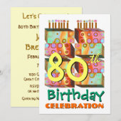 80e verjaardag van de Uitnodigingskaarsen & cadeau Kaart (Voorkant / Achterkant)