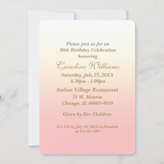 80e verjaardag van de viering van de verjaardag Aa Kaart (Achterkant)