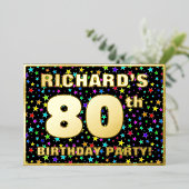 80e verjaardag van de Vreugde - Fun, kleurrijk ste Folie Uitnodiging (Staand Voorkant)