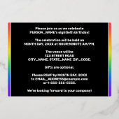 80e verjaardag van de Vreugde - Fun, kleurrijk ste Folie Uitnodiging (Achterkant)