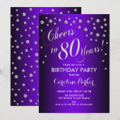 80e verjaardag van de Zilver-Paars Kaart (Voorkant / Achterkant)