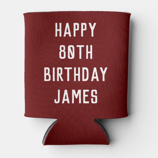 80e verjaardag van Elegant Burgundy Dad Stylish Ei Blikjeskoeler (Voorkant)