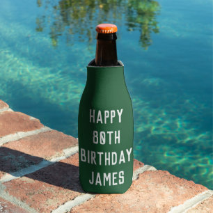 80e verjaardag van Elegant Green Dad Stylish 80th Flesjeskoeler