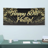 80e verjaardag van Gold/Black Bokeh Spandoek (Beurs)