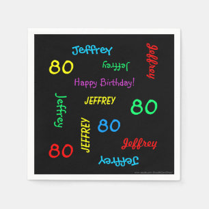80e verjaardag van herhaalde namen, zwart papier servet