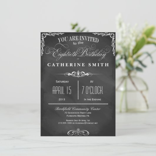 80e verjaardag van het Chalkboard-typografie Kaart (Staand voorkant)