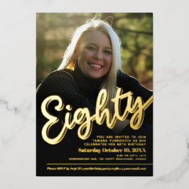 80e verjaardag van het gebruik van de foto van de  folie uitnodiging