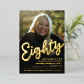 80e verjaardag van het gebruik van de foto van de  folie uitnodiging (Staand Voorkant)