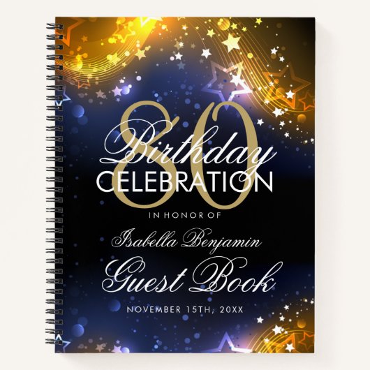 80e verjaardag van het Guestbook Party Sparkles Go Notitieboek (Voorkant)
