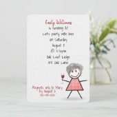 80e verjaardag van het meisje met wijn kaart (Staand voorkant)