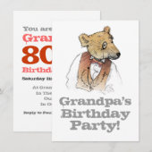 80e verjaardag van het opa-Beer Kaart (Voorkant / Achterkant)