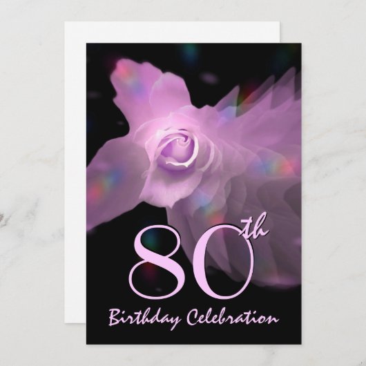 80e verjaardag van het Roos van de Uitnodiging van (Voorkant / Achterkant)