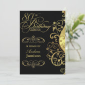 80e verjaardag van het zwarte en goudfeest kaart (Staand voorkant)