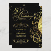 80e verjaardag van het zwarte en goudfeest kaart (Voorkant / Achterkant)