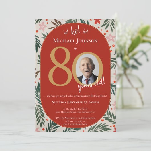 80e verjaardag van Kerstmis Kaart (Staand voorkant)