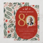 80e verjaardag van Kerstmis Kaart (Voorkant / Achterkant)