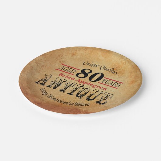 80e verjaardag van oud, Antiek en design Papieren Bordje (Gekanteld)