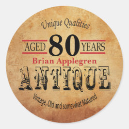 80e verjaardag van oud, Antiek en  design Ronde Sticker