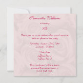 80e verjaardag van roze rozen kaart (Achterkant)