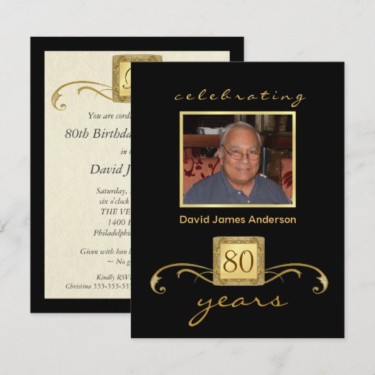 80e verjaardag van uitnodigingen van de Partij voo (Voorkant / Achterkant)