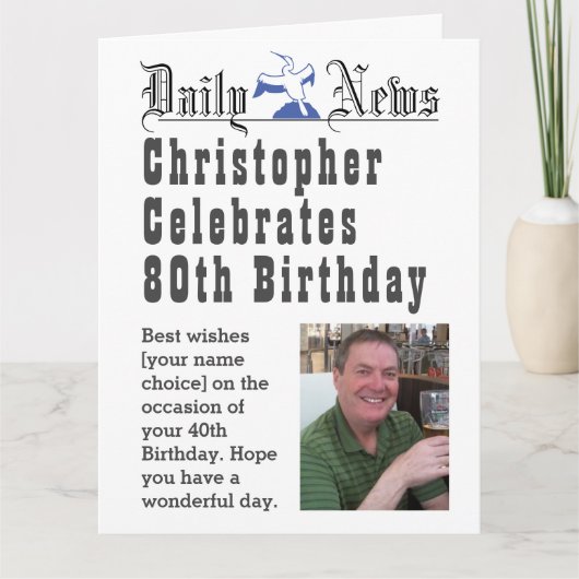 80e verjaardag - Verjaardag Kaart om te personalis (Voorkant)