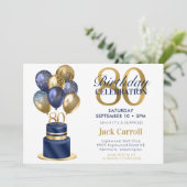 80e verjaardag Verrassing Marine Blauwe Cake Kaart (Staand voorkant)