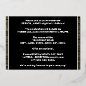 80e verjaardag: Vet, Faux-Hout-patroon Folie Uitnodiging (Achterkant)