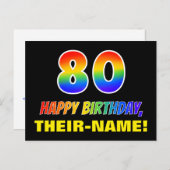 80e verjaardag: Vet, Vun, Eenvoudig, Regenboog 80 Briefkaart (Voorkant / Achterkant)