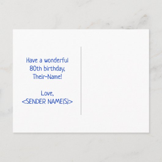 80e verjaardag: Vet, Vun, Eenvoudig, Regenboog 80 Briefkaart (Achterkant)